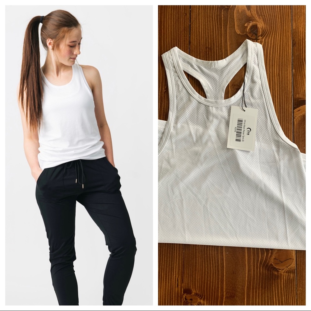 Zyia White mesh racer tank small